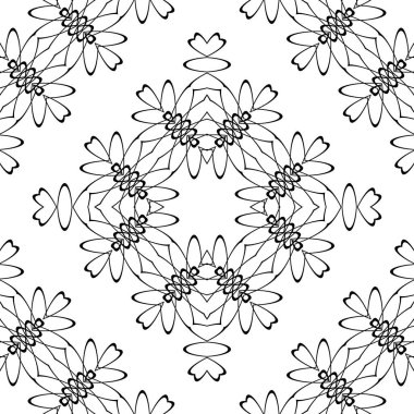 Kusursuz dekoratif dantel desenli. Soyut elmas monokrom arka plan. Vektör sanatı