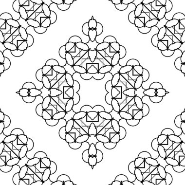 Kusursuz dekoratif dantel desenli. Soyut elmas monokrom arka plan. Vektör sanatı