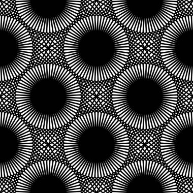 Dekoratif desenli tasarım. Soyut monokrom dantelli arka plan. Vektör sanatı