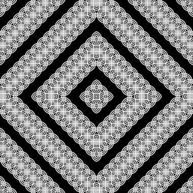 Kusursuz monokrom zigzag dekoratif desen tasarla. Soyut elmas arkaplan. Vektör sanatı