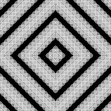 Kusursuz monokrom zigzag dekoratif desen tasarla. Soyut elmas arkaplan. Vektör sanatı