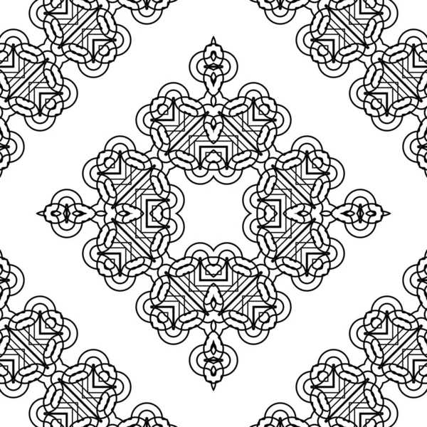 Diseño Sin Costuras Patrón Encaje Decorativo Fondo Monocromo Diamante Abstracto — Vector de stock