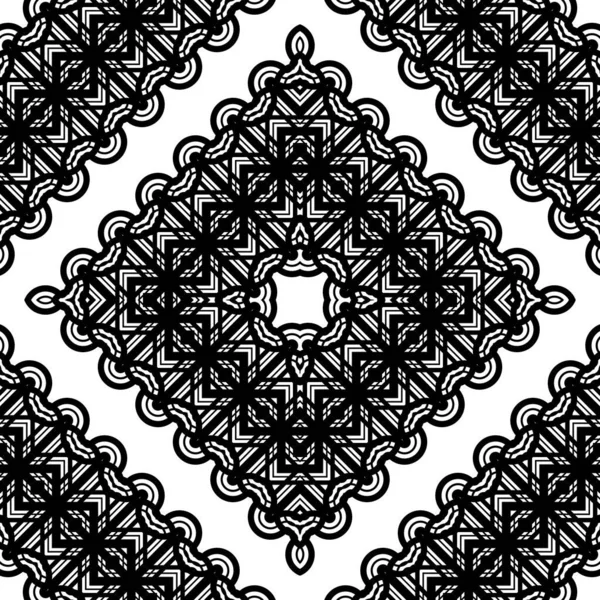 Kusursuz dekoratif dantel desenli. Soyut elmas monokrom arka plan. Vektör sanatı
