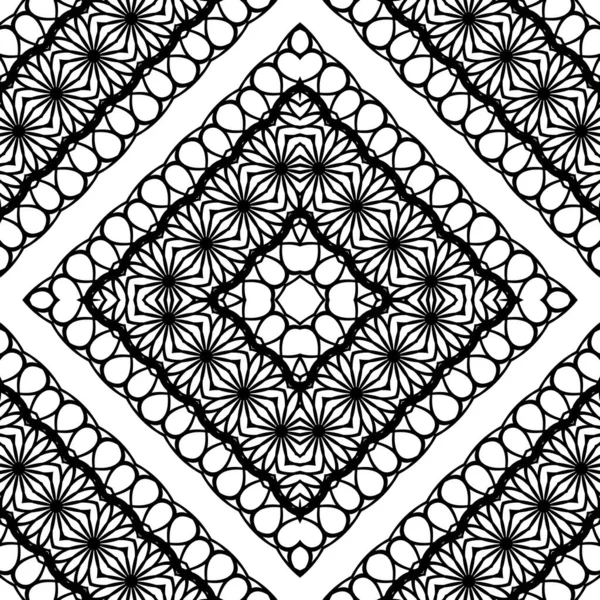 Design Seamless Decorative Lacy Pattern Abstract Diamond Monochrome Background Vector — Stock Vector