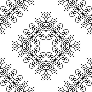 Kusursuz dekoratif dantel desenli. Soyut elmas monokrom arka plan. Vektör sanatı