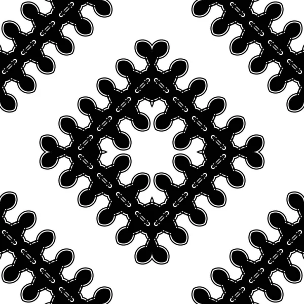 Diseño Sin Costuras Patrón Encaje Decorativo Fondo Monocromo Diamante Abstracto — Vector de stock