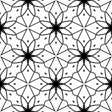 Dekoratif desenli tasarım. Soyut monokrom dantelli arka plan. Vektör sanatı