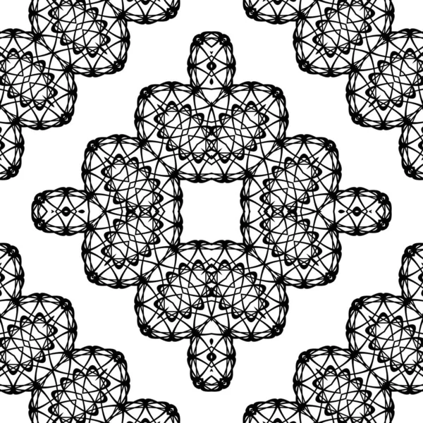 Design Seamless Decorative Lacy Pattern Abstract Diamond Monochrome Background Vector — Stock Vector