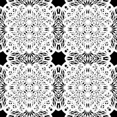 Dekoratif desenli tasarım. Soyut monokrom dantelli arka plan. Vektör sanatı