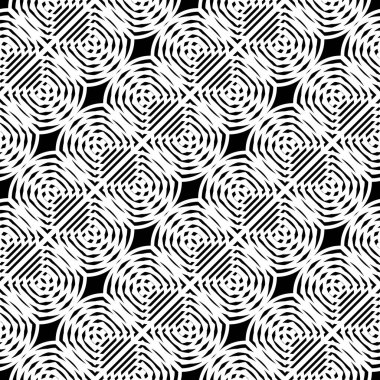 Kusursuz geometrik desen tasarla. Soyut monokrom rendeleme arka planı. Vektör sanatı