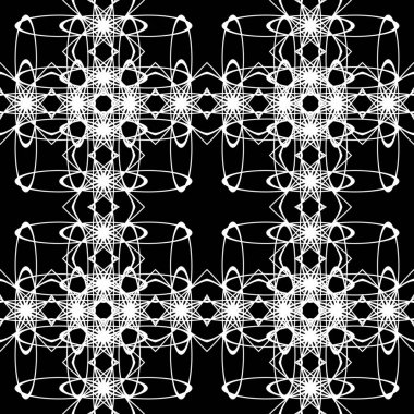 Dekoratif desenli tasarım. Soyut monokrom dantelli arka plan. Vektör sanatı