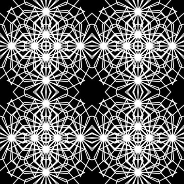 Dekoratif desenli tasarım. Soyut monokrom dantelli arka plan. Vektör sanatı