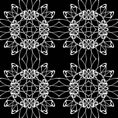 Dekoratif desenli tasarım. Soyut monokrom dantelli arka plan. Vektör sanatı