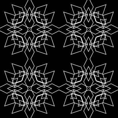 Dekoratif desenli tasarım. Soyut monokrom dantelli arka plan. Vektör sanatı