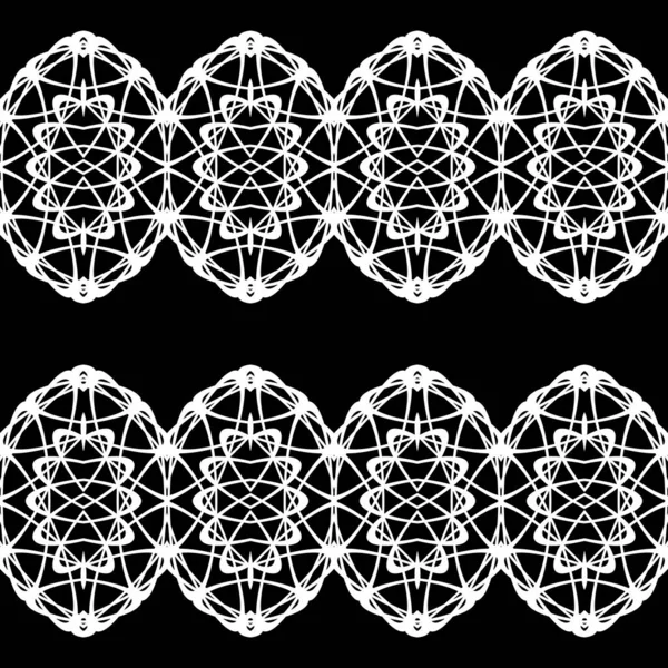 Desain Pola Dekoratif Mulus Latar Belakang Lacy Monokrom Abstrak Seni - Stok Vektor