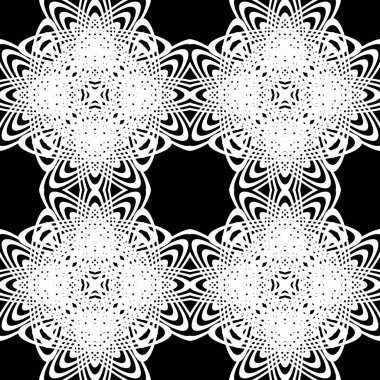 Dekoratif desenli tasarım. Soyut monokrom dantelli arka plan. Vektör sanatı