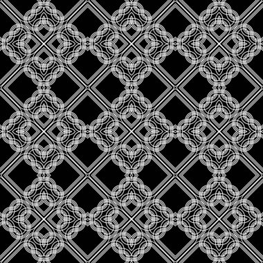 Dekoratif desenli tasarım. Soyut monokrom dantelli arka plan. Vektör sanatı