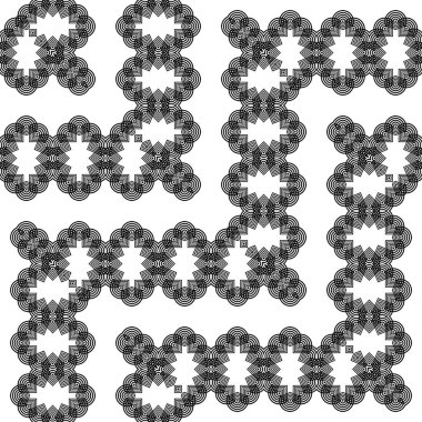 Kusursuz zigzag dekoratif desen tasarla. Soyut monokrom rendeleme arka planı. Vektör sanatı