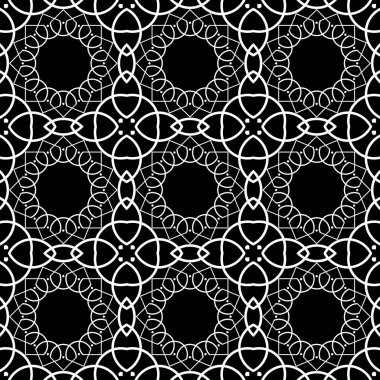 Dekoratif desenli tasarım. Soyut monokrom dantelli arka plan. Vektör sanatı
