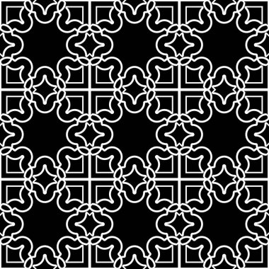 Dekoratif desenli tasarım. Soyut monokrom dantelli arka plan. Vektör sanatı