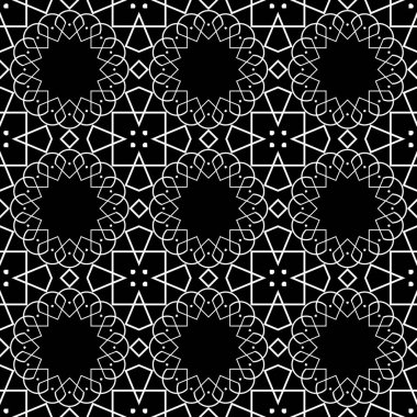 Dekoratif desenli tasarım. Soyut monokrom dantelli arka plan. Vektör sanatı