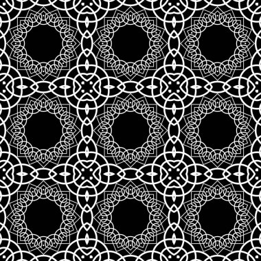 Dekoratif desenli tasarım. Soyut monokrom dantelli arka plan. Vektör sanatı