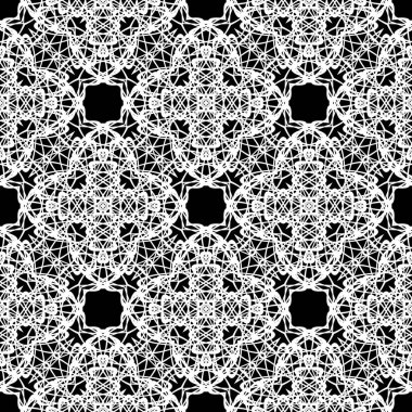 Dekoratif desenli tasarım. Soyut monokrom dantelli arka plan. Vektör sanatı