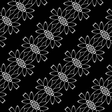 Dekoratif desenli tasarım. Soyut monokrom dantelli arka plan. Vektör sanatı