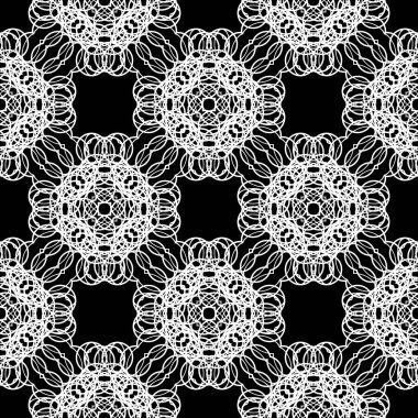 Dekoratif desenli tasarım. Soyut monokrom dantelli arka plan. Vektör sanatı