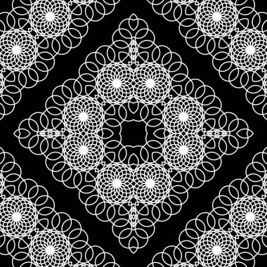 Dekoratif desenli tasarım. Soyut monokrom dantelli arka plan. Vektör sanatı