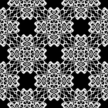 Dekoratif desenli tasarım. Soyut monokrom dantelli arka plan. Vektör sanatı