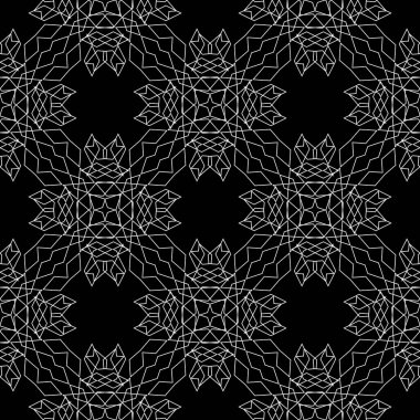 Dekoratif desenli tasarım. Soyut monokrom dantelli arka plan. Vektör sanatı