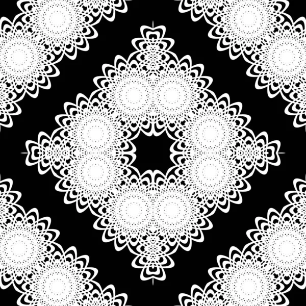 Design Seamless Decorative Lacy Pattern Abstract Diamond Monochrome Background Vector — Stock Vector