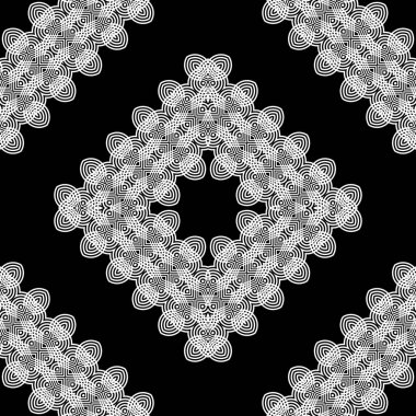 Kusursuz dekoratif dantel desenli. Soyut elmas monokrom arka plan. Vektör sanatı