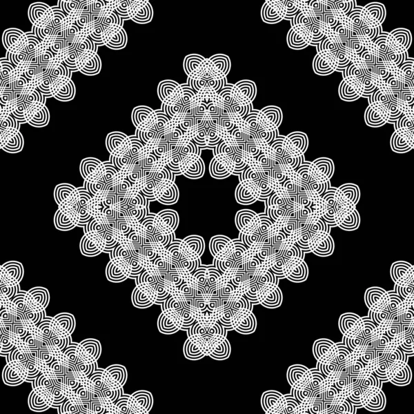 Kusursuz dekoratif dantel desenli. Soyut elmas monokrom arka plan. Vektör sanatı