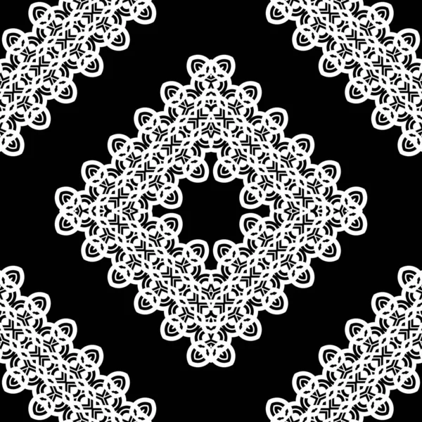 Kusursuz dekoratif dantel desenli. Soyut elmas monokrom arka plan. Vektör sanatı