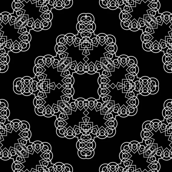 Diseño Sin Costuras Patrón Encaje Decorativo Fondo Monocromo Diamante Abstracto — Archivo Imágenes Vectoriales