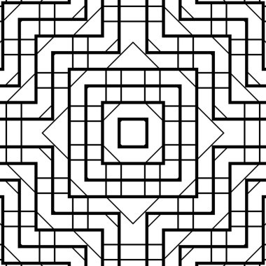 Kusursuz dekoratif dantel desenli. Soyut elmas monokrom arka plan. Vektör sanatı