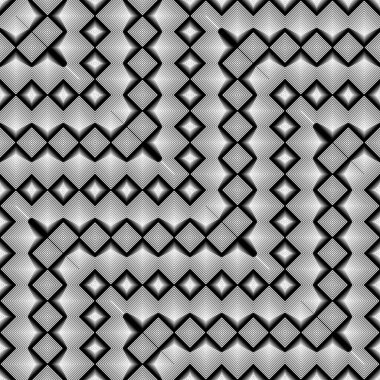 Kusursuz zigzag dekoratif desen tasarla. Soyut monokrom rendeleme arka planı. Vektör sanatı