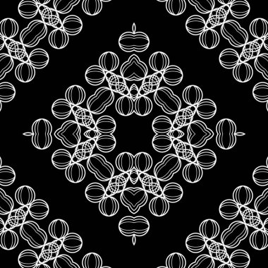 Kusursuz dekoratif dantel desenli. Soyut elmas monokrom arka plan. Vektör sanatı