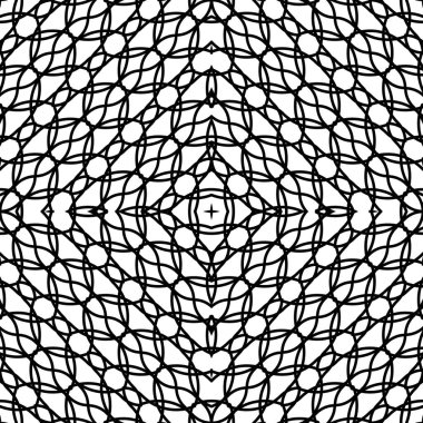 Kusursuz dekoratif dantel desenli. Soyut elmas monokrom arka plan. Vektör sanatı