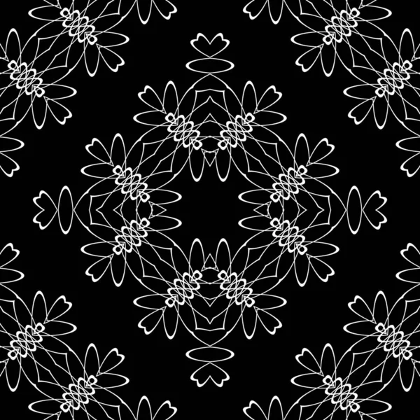 Design Seamless Decorative Lacy Pattern Abstract Diamond Monochrome Background Vector — Stock Vector