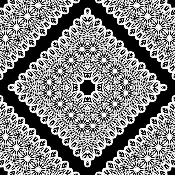 Design Seamless Decorative Lacy Pattern Abstract Diamond Monochrome Background Vector — Stock Vector