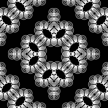 Kusursuz dekoratif dantel desenli. Soyut elmas monokrom arka plan. Vektör sanatı
