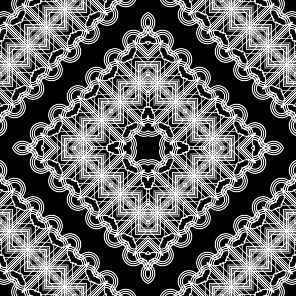 Kusursuz dekoratif dantel desenli. Soyut elmas monokrom arka plan. Vektör sanatı