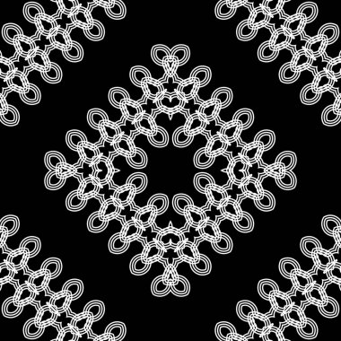 Kusursuz dekoratif dantel desenli. Soyut elmas monokrom arka plan. Vektör sanatı