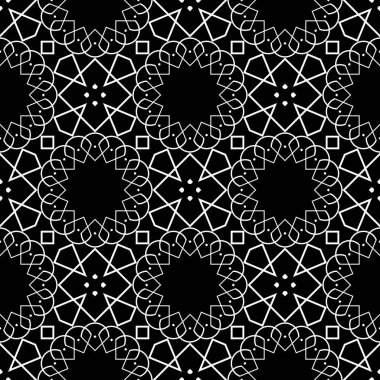 Dekoratif desenli tasarım. Soyut monokrom dantelli arka plan. Vektör sanatı