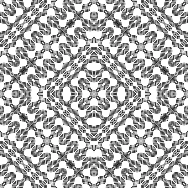 Diseño Sin Costuras Patrón Encaje Decorativo Fondo Geométrico Abstracto Monocromo — Vector de stock