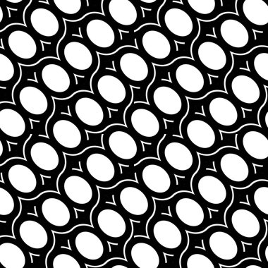 Kusursuz geometrik desen tasarla. Soyut monokrom elips arka planı. Vektör sanatı