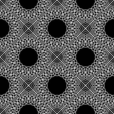 Dekoratif desenli tasarım. Soyut monokrom dantelli arka plan. Vektör sanatı